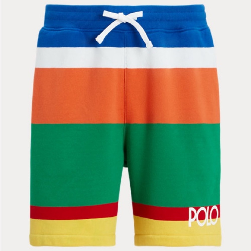 Ralph Lauren 6in Logo Striped Fleece Short-Size XL